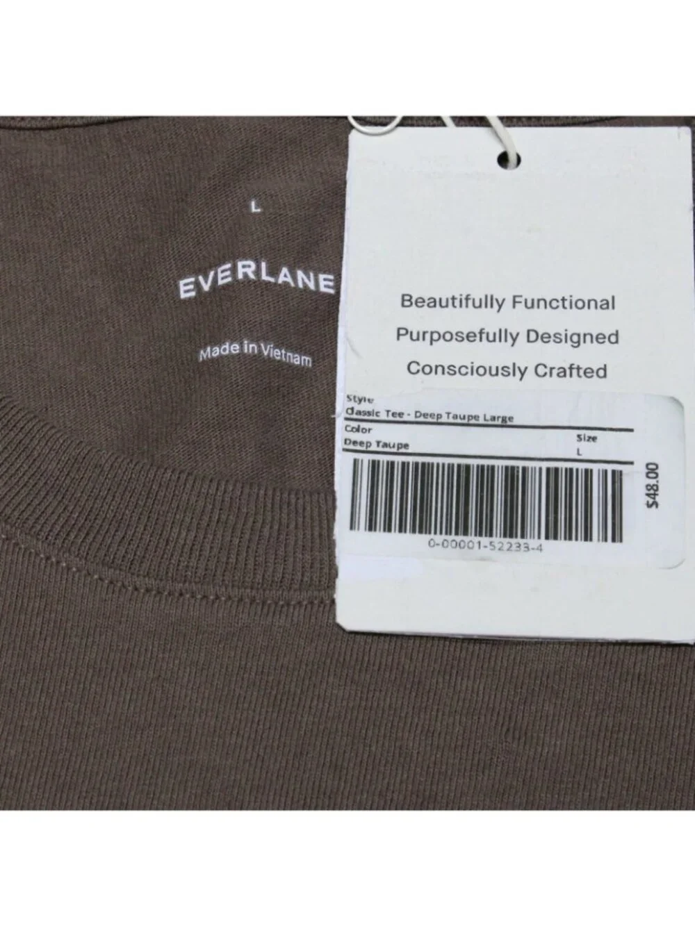 Everlane Men's Classic Tee Deep Taupe Organic Cotton Large - Picture 4 of 5